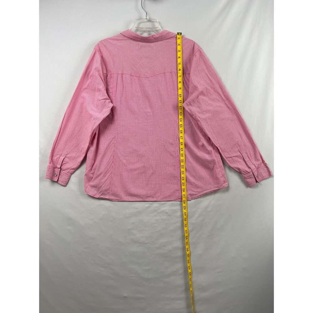 Old Navy Button Down Shirt Womens XXL Pink Gingham Western Pearl Snap Cotton - Picture 5 of 8